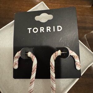 Torrid Pink and White Candy Cane Earrings